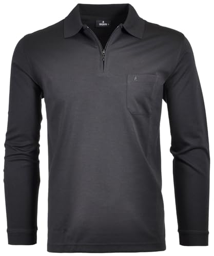 Ragman Herren Softknit-Poloshirt Langarm mit Zip M Schwarz