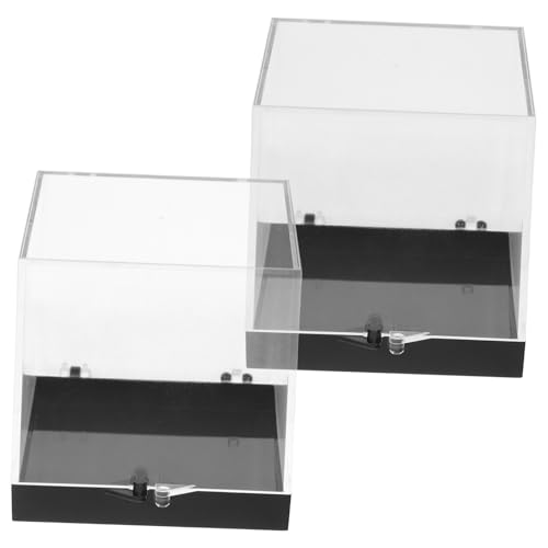 BELLIFFY 2pcs Boxes Clear Square Display Boxes for Mineral Specimens Lightweight Storage Cases for Collectibles Elegant Design for Home Store Use Durable and Portable Sample Storage