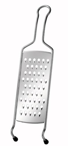 RÖSLE Grobreibe Classic, Hochwertige Reibe für Rohkost, Kartoffeln, Gemüse oder Käse, mit Drahtgriff und Silikonstandfuß, Edelstahl 18/10, Silberfarben, 40 cm
