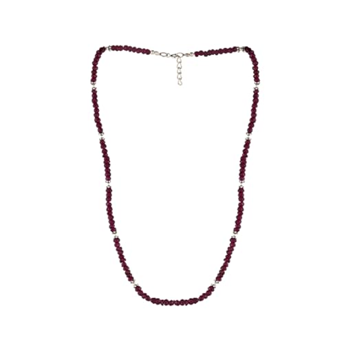 Collier de perles argent sterling 925 véritable et rubis précieux d'exception
