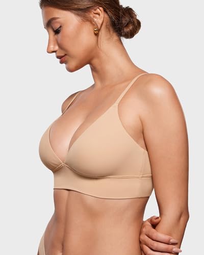 Image of INLYRIC Women's Inbarely Outwear Longline Triangle Bralette Plunge Unlined No Underwire Yoga Sports Bra Crop Tank Top