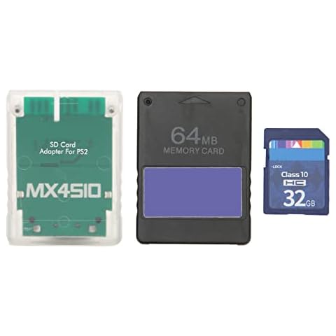 Console Card Adapter, Storage Card Reader with 32G Storage Card 64MB FMCBV1.966 Card for PS2 Game Consoles SCPH 1XXXX 3XXXX 5XXXX 7XXXX 9XXXX Consoles(Thin) Cover