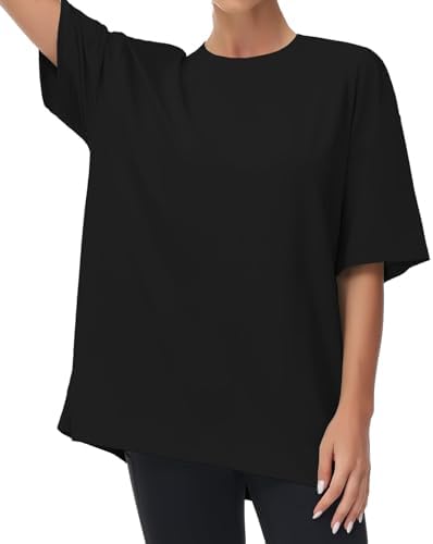 THE GYM PEOPLE Women's Casual Oversized T-Shirts Summer Crewneck ...