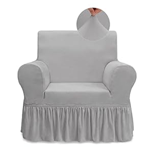 NICEEC Armchair Cover Super Soft 1-Piece Light Grey Armchair Slipcover Stretch Universal Spandex Couch Covers for Living Room Easy Fit Washable Furniture Sofa Protector with Skirt