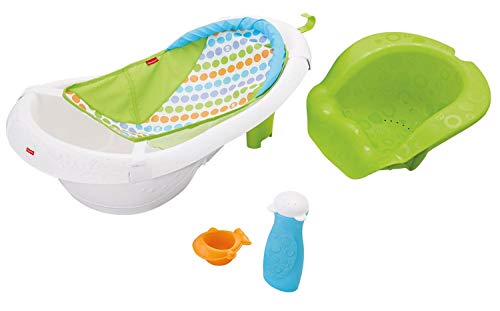 Image of Fisher-Price 4-in-1 Sling 'n Seat Tub, Green, Convertible Baby to Toddler Bath Tub with Seat and Toys