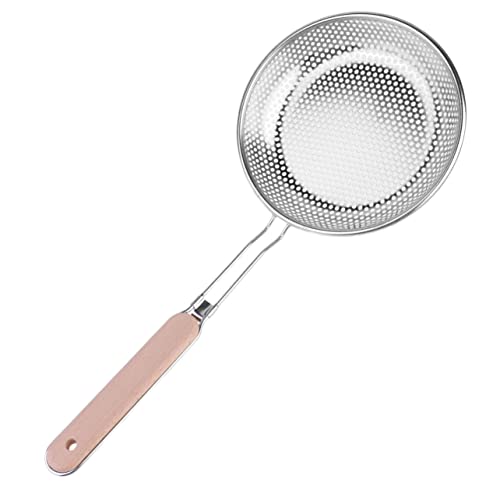 NAMOARLY Scolapasta Acciaio Inossidabile Con Manico Legno Friggitrice Professionale Per Scolare Alimenti Per Cucina Domestica e Ristoranti
