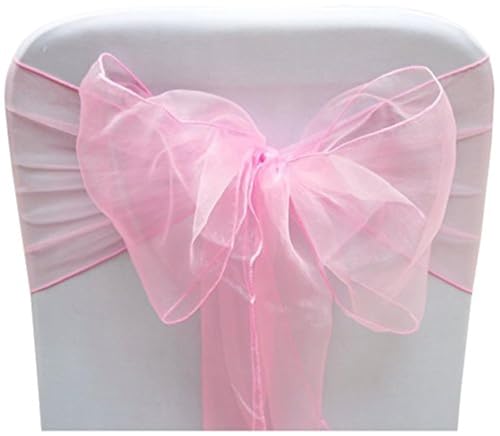 Elegant Organza Chair Sashes Sheer Fabric Sashes for Weddings, Parties, and Special Events – (Pack of 10 Pieces, Baby Pink)