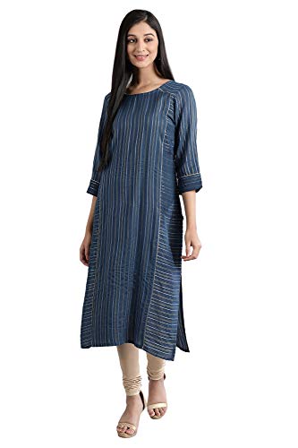 Image of Aurelia Women's Rayon Geometric Straight Kurta