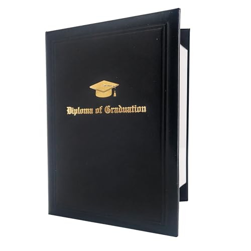 GraduatePro Porte Diplome Certificat A4 Couverture Université Papier lisse Noir