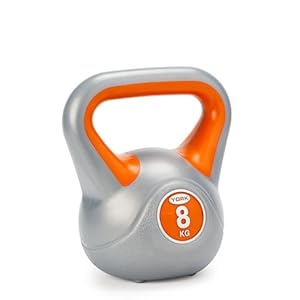 York Fitness Vinyl Kettlebell 8kg – Home Gym Equipment Perfect for Bodybuilding Weight Lifting Training Kettlebell, Orange