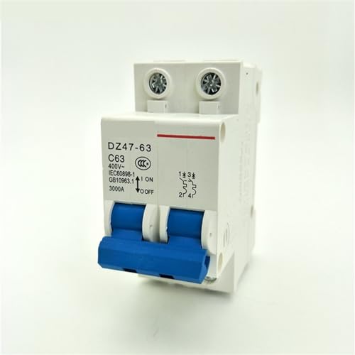 Disjoncteur DZ47-C63 2 pôles 63A pour rail DIN 35mm