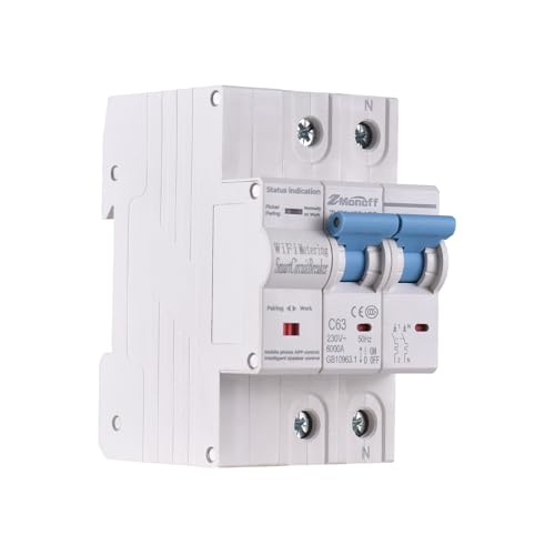 Swokely 2P Smart Circuit Breaker TY APP WiFi Circuit Breaker Interruptor de estadísticas de corriente Protección contra sobrecarga y cortocircuito Teléfono móvil Mando a distancia para apartamentos,