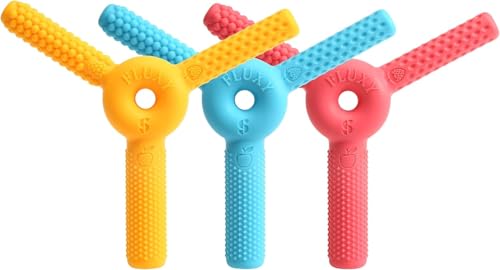 Image of FLUXY Oral Sensory Toys for Kids and Toddlers, Stimulation Motor Therapy Aid with Soft, Flexible Textures, Build Tongue and Mouth Strength, Relieve Stress and Fidgeting (Combo - 3 Pack)