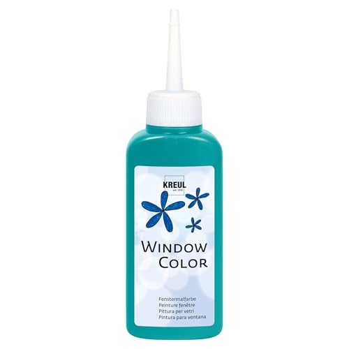 KREUL 42742 - Window Color turquoise 80 ml, peinture pour fenêtres à base d'eau, avec surface structurée, pour verre, miroirs, carrelages et autres surfaces lisses