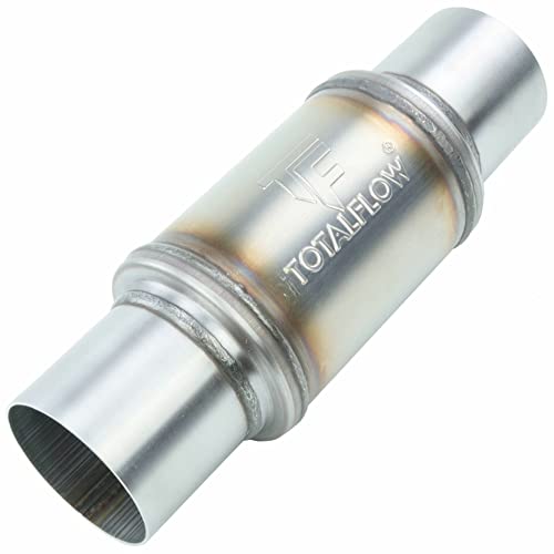 TOTALFLOW 20015 Straight Through Universal Exhaust Muffler - 409 Stainless Steel - 2.25 Inch Inner Diameter Inlet / Outlet