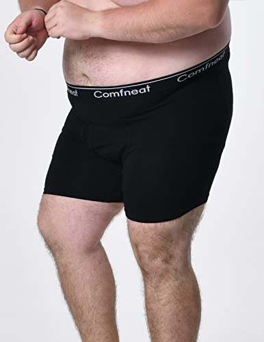 Comfneat Men's 5-Pack Big & Tall 3Xl-7Xl Boxer Briefs Cotton Spandex Underwear With Fly (Black+Black Stripe Pack-5, 7Xl) #TOP1