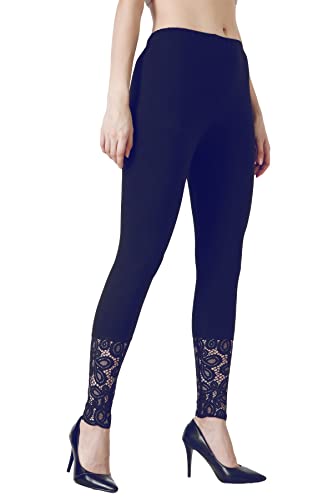 Image of Women's Soft & Stretchable Cotton Leggings Lace Ankle Length Color