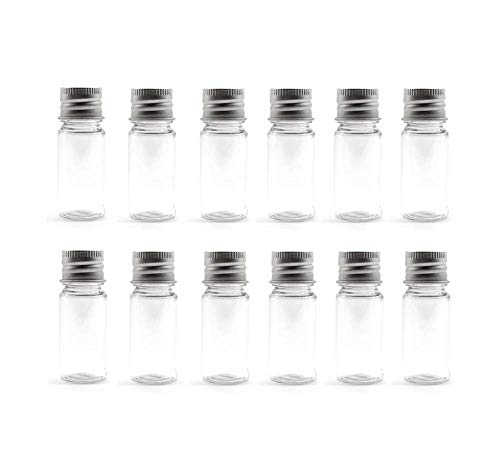 12Pcs 10ml/20ml Empty Refillable Clear Plastic Bottle with Aluminum Screw Cap Travel Small Container (20 ML)