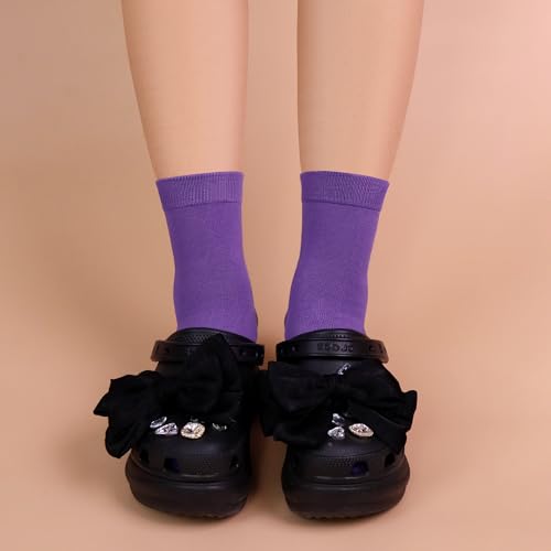 Image of Womens Viscose Bamboo Crew Socks Thin Casual Ultra Soft Colorful Above Ankle Socks Breathable Comfortable 3 /6 Pairs