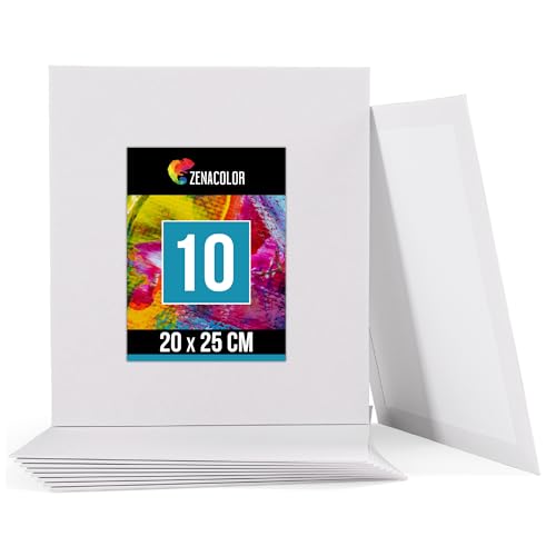 Zenacolor Toile Peinture 20x25 - Lot de 10 Canvas Tous Types de Peinture - Toiles à Peindre 20x25 Blanche, sans Acides - Toiles Pour Loisir Creatif