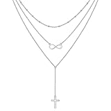 Sterling Silver Dainty Bead Layered Long Lariat Choker Necklaces for Women Boho