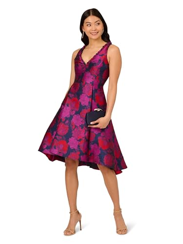 Adrianna Papell Women's Floral Jacquard High-Low Dress4