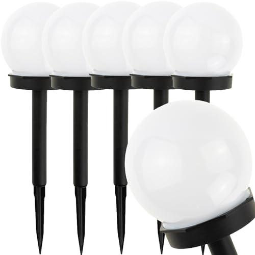 Solar Gartenleuchte wasserdicht Solarlampe für Garten Außen LED Kugel mit Erdspieß Kunststoff ∅10 x L33 cm 6 Stück