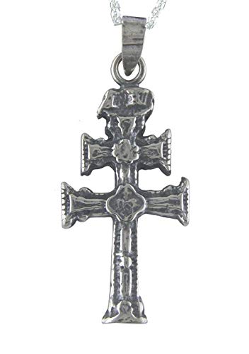Alylosilver Collar Colgante Cruz de Caravaca en Plata para Hombre Mujer - Incluye Cadena de Plata de 45 cm y Estuche para Regalo