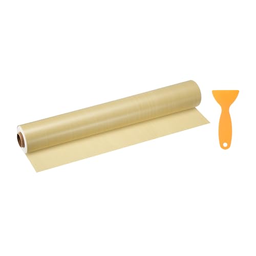 Image of HARFINGTON Wood Grain Repair Tape 15.7 Inch x 33ft Self Adhesive Repair Patch Tape Simulated Wooden Floor Tapes with Plastic Scraper for Tables Doors Windows Furniture, Yellow Fir
