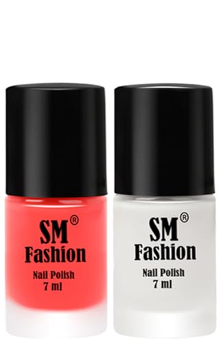 Image of Long Lasting Nail Polish | Nail Paint Combo 7 ml Each) - Set of 2 Baby Pink-White
