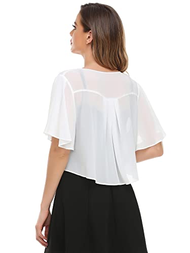 Image of Womens Shrug Chiffon Shawl Wraps Open Front Tie Top Cardigan for Evening Dress