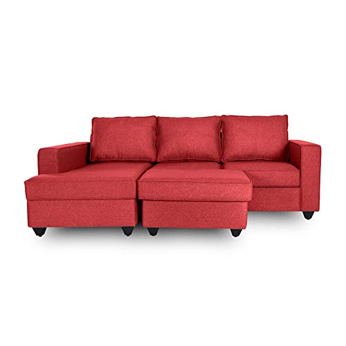 Image of Wakefit Sofa Set | 3 Year Warranty | Sofa 2 Seater, 2 Seater Sofa for Living Room, Wooden Sofa Set, Couch Sofa for Living Room, Sofa for Living Room - Napper(Omega : Red)