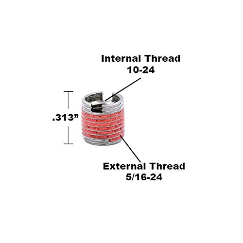 Image of E-Z LOK Threaded Insert for Metal Thin Wall 303 Stainless Steel Thread Inserts 10-24 x 5 /16-24 Pack of 5