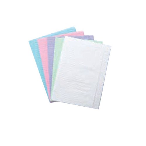 500 pcs Dental Bibs 2-ply Tissue 1-ply Poly Backed, 13 x 18 Blue