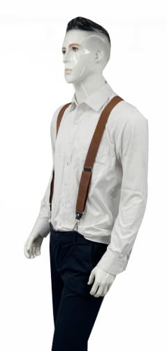 Image of Mens Suspenders with 3 Swivel Hooks Belt Loops 1.4 Inch Wide Heavy Duty Adjustable Braces