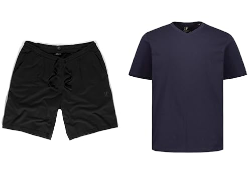 Short de jogging noir 5XL anti-frottement avec t-shirt en coton respirant marine