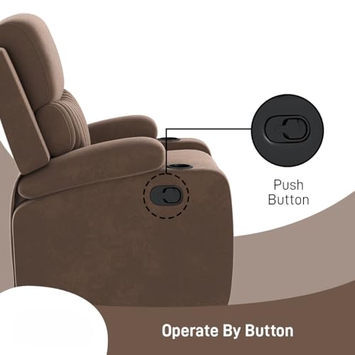 Image of Amazon Brand - Solimo Orleans | Single Seater Sofa Recliner | Manual Recliner (Velvet Brown)