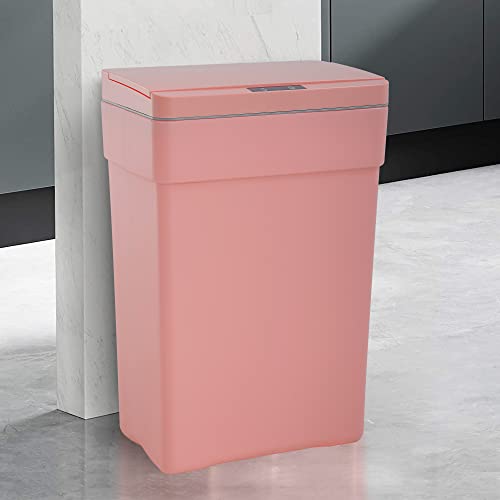 Caneca de basura automática 13 galones con tapa rosa