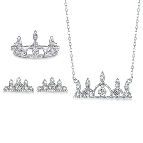 Ensemble de bijoux de luxe en moissanite et bague couronne en or 14K Gemlux