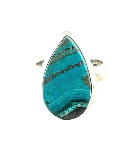Natural Chrysocolla Peru 925 Solid Sterling Silver Ring Size 6