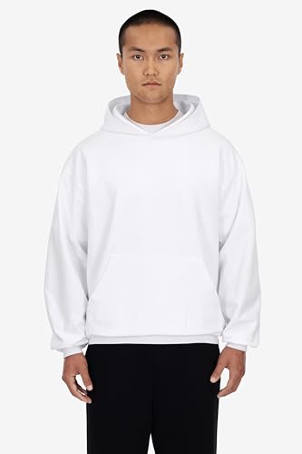 Long Sleeve Garment Dye French Terry Pullover Hoodie White2