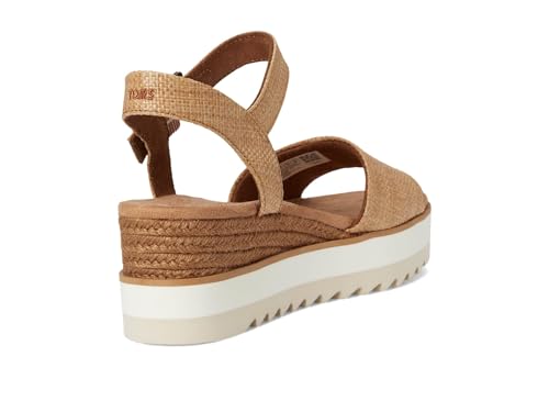 Image of TOMS Women's Diana Wedge Heel Sandal, Leather Upper, Rope-Wrapped Midsole, Adjustable Strap, Buckle, OrthoLite Insole