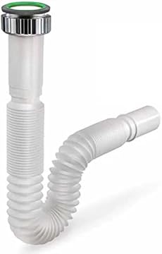 Tubo di Scarico per lavandino da Cucina, 1''1/2 x 40 mm, con ghiera in Metallo, Tubo Flessibile di Scarico per Lavabo,Sifone Lavabo Bagno, Scarico da Cucina Lavello Universale, 59951
