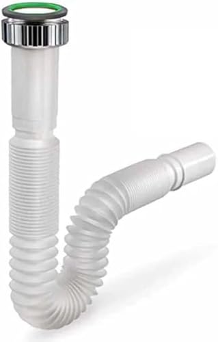 Immagine prodotto: Tubo di Scarico per lavandino da Cucina, 1''1/2 x 40 mm, con ghiera in Metallo, Tubo Flessibile di Scarico per Lavabo,Sifone Lavabo Bagno, Scarico da Cucina Lavello Universale, 59951
