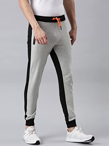 Image of F A S O Men's Super Combed Cotton Joggers | Color Block Design | Comfort Fit | Drawstring | Casual, Gym & Lounge Wear