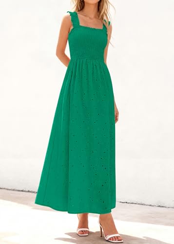 Image of KIRUNDO Summer Lace Dress for Women Eyelet Maxi Sundress