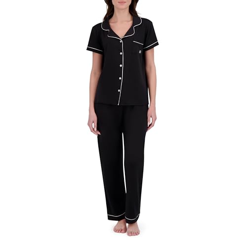 BORN Soft Button Up Pajamas for Women, Knit Button Down...