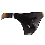 Rubberfashion extra dicker Latex String, Latexslip Stringtanga Tanga Slip mit veredelter Oberfläche nicht chloriert für Herren Menge: 1 Stück schwarz M