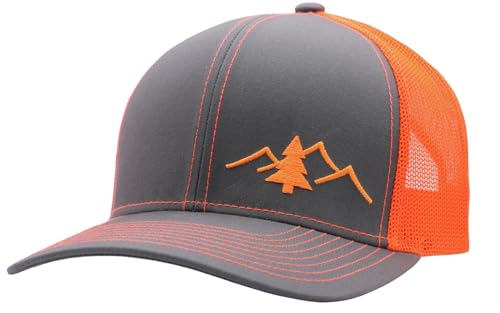 Image of LINDO Trucker Hat [ Great Outdoors Design ] for Men and Women: Mid Profile Cap with Breathable Mesh Back and Adjustable Snap