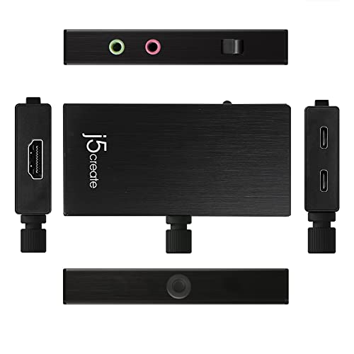 Image of j5create Live Video Capture Card - HDMI to USB-C, Supports 1080p 60FPS Video and Audio Recording, Power Delivery 60W Pass Through, Ideal for PC Xbox PlayStation Android Game Live Streaming (JVA02)
